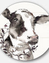 Cow Portrait Country Life - Farmhouse Metal Circle Wall Art