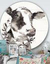 Cow Portrait Country Life - Farmhouse Metal Circle Wall Art