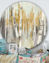 Silver and Yellow Birch Forest - Farmhouse Metal Circle Wall Art