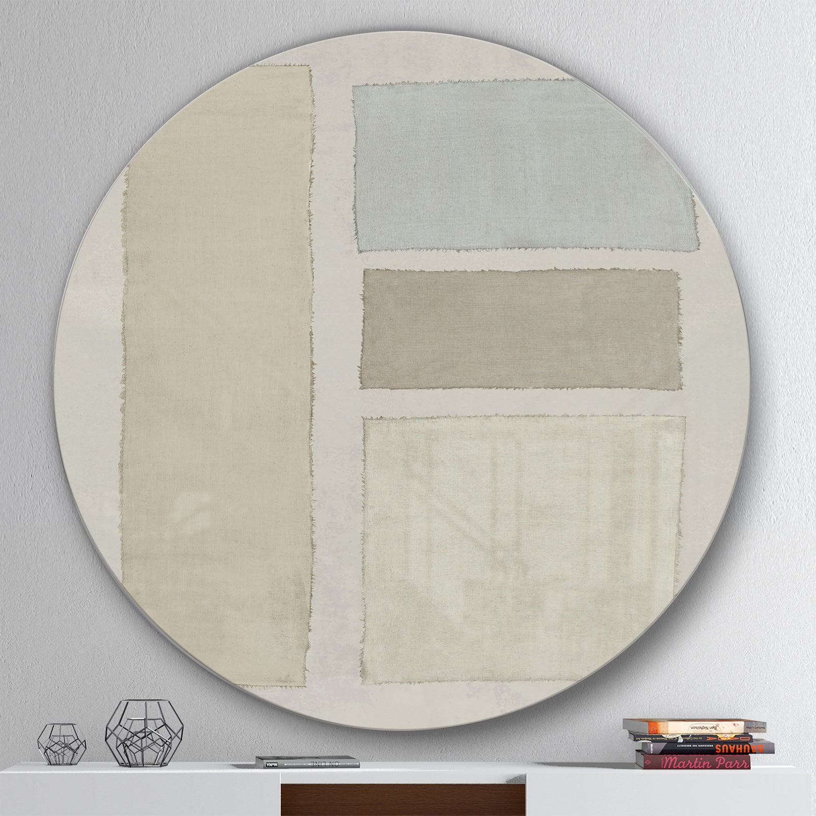 Painted Weaving III FB - Geometric Metal Circle Wall Art