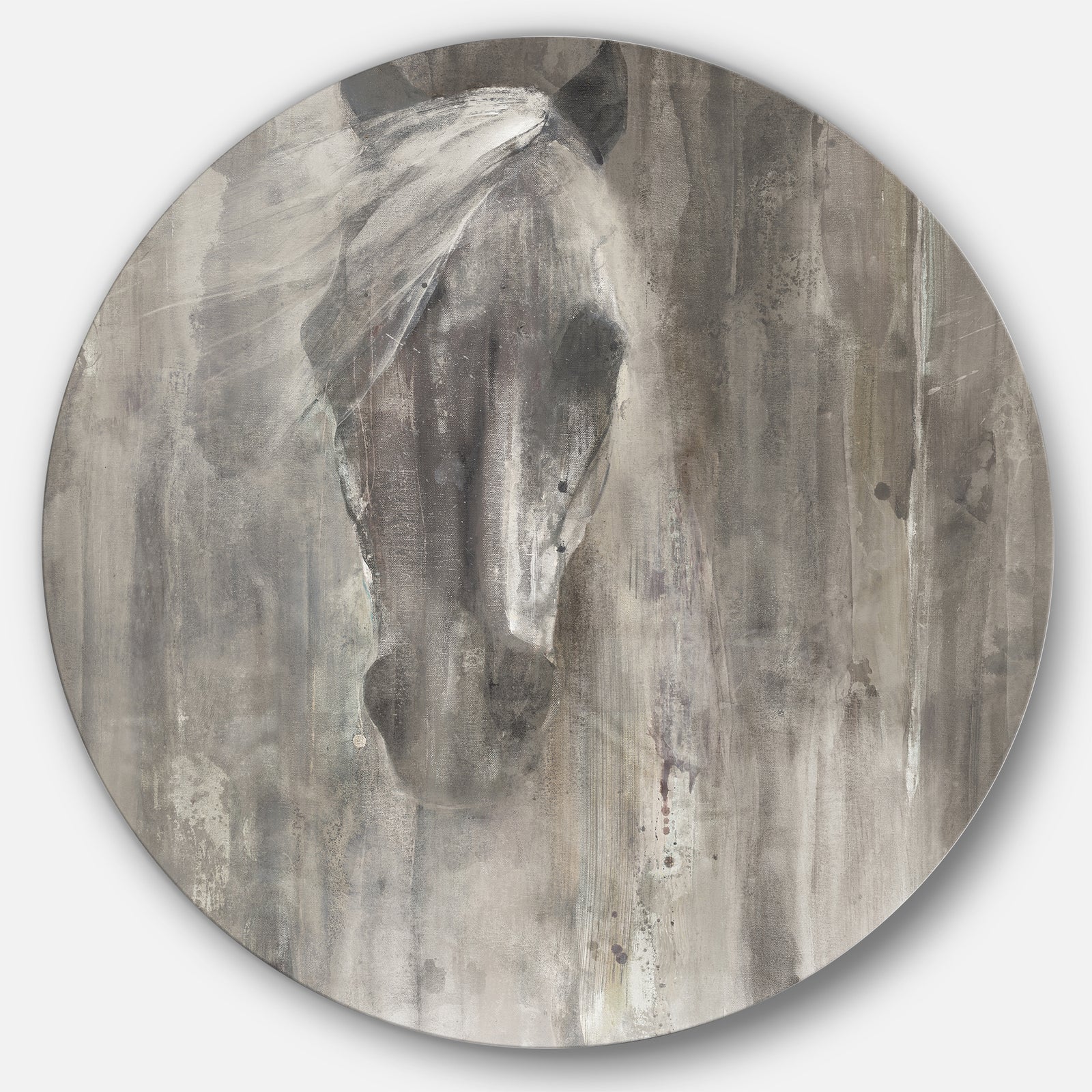 Farmhouse Horse - Farmhouse Metal Circle Wall Art