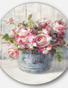 Maison Des Fleurs III - Farmhouse Metal Circle Wall Art