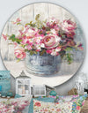 Maison Des Fleurs III - Farmhouse Metal Circle Wall Art