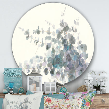 Grey Watercolor Flower II - Farmhouse Metal Circle Wall Art