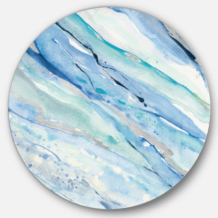 Blue Silver Spring I - Farmhouse Metal Circle Wall Art