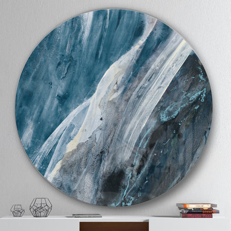 Splash Blue Indigo - Geometric Metal Circle Wall Art