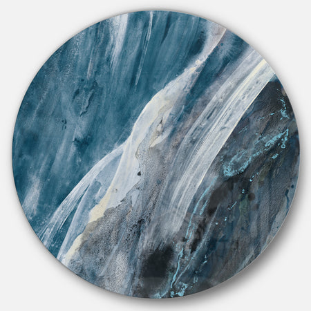 Splash Blue Indigo - Geometric Metal Circle Wall Art