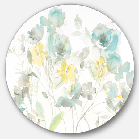 Aqua Rose Natural Element - Farmhouse Metal Circle Wall Art