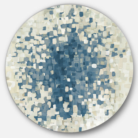 Geometric Blue Spots - Geometric Metal Circle Wall Art