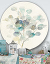 Eucalyptus leaves I - Farmhouse Metal Circle Wall Art