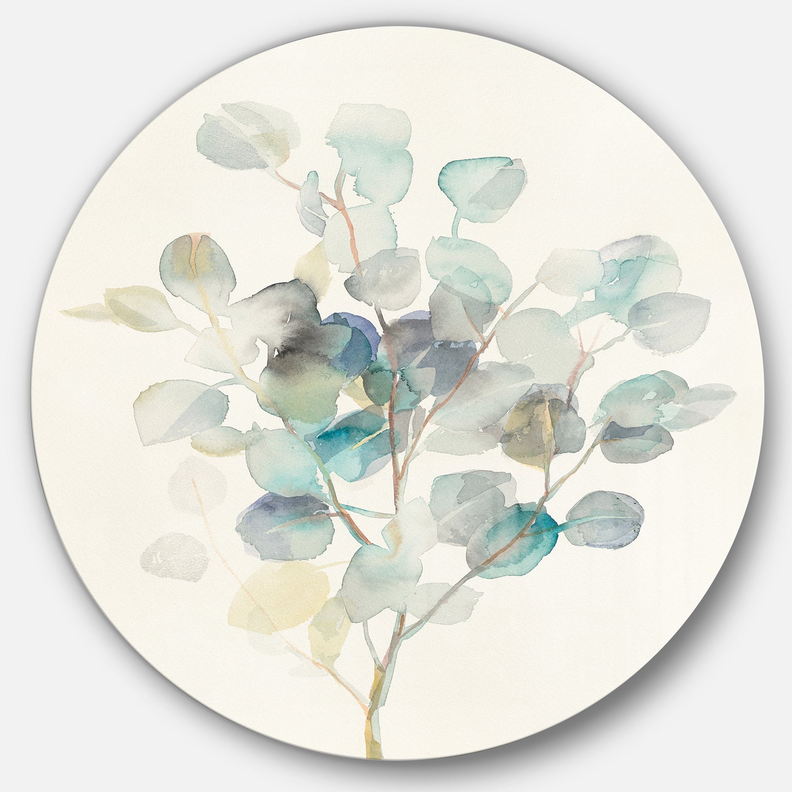 Eucalyptus leaves I - Farmhouse Metal Circle Wall Art