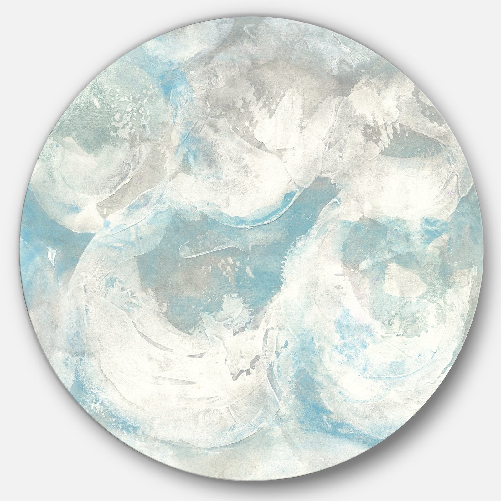 Pale Blue Shade IV - Farmhouse Metal Circle Wall Art