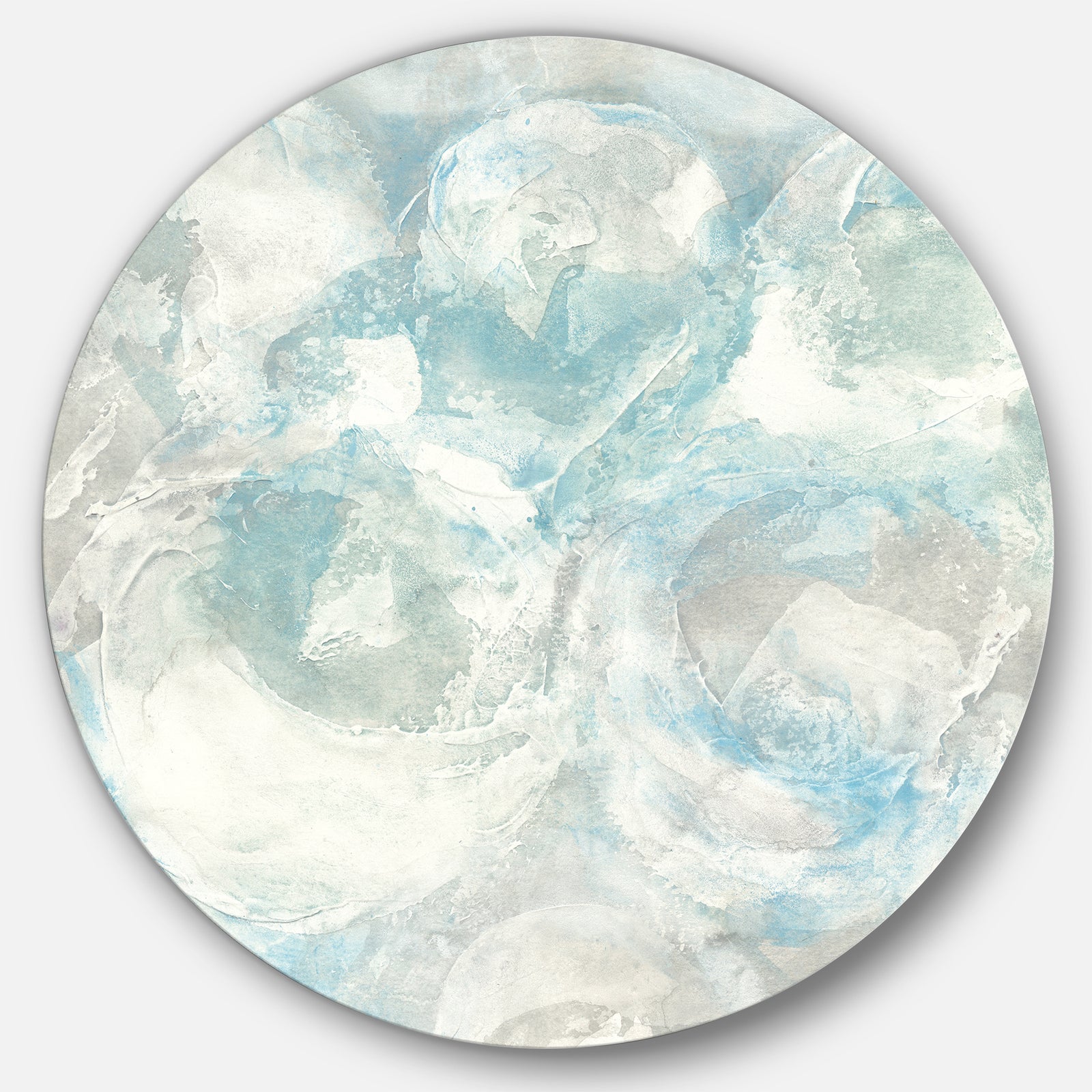 Pale Blue Shade III - Farmhouse Metal Circle Wall Art