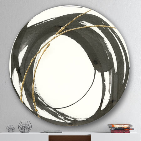 Gold Glamour Circle I - Geometric Metal Circle Wall Art