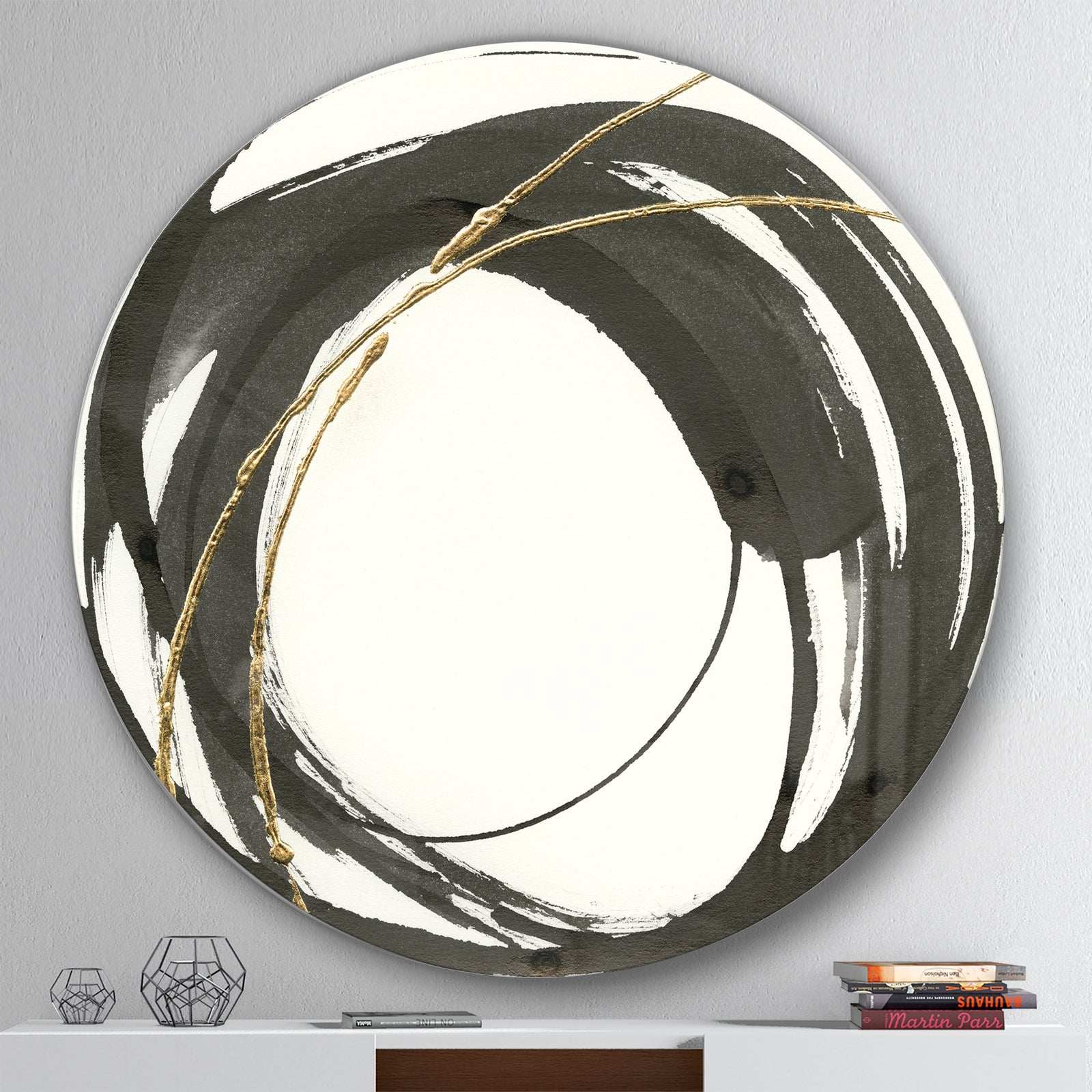 Gold Glamour Circle I - Geometric Metal Circle Wall Art