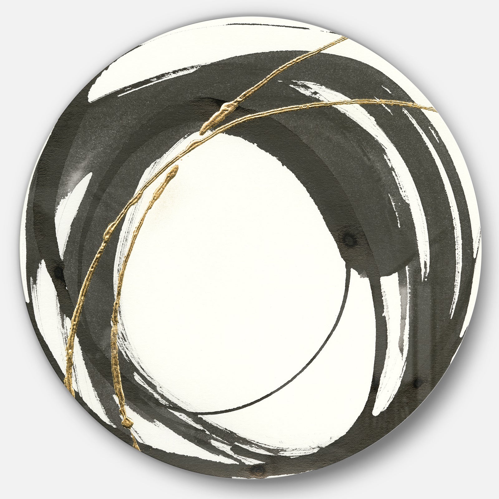 Gold Glamour Circle I - Geometric Metal Circle Wall Art