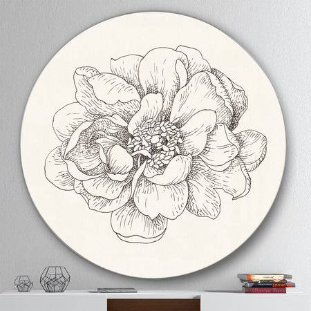 Pen and Ink Florals IV - Geometric Metal Circle Wall Art