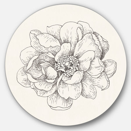 Pen and Ink Florals IV - Geometric Metal Circle Wall Art