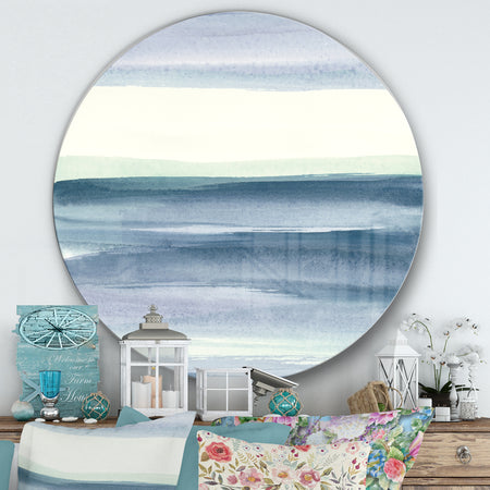 Porch & Den Mint Indigo Dawn I - Farmhouse Metal Circle Wall Art