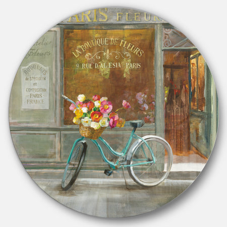Paris French Flowershop  - French Country Metal Circle Wall Art