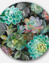 Floral Succulents - Farmhouse Metal Circle Wall Art