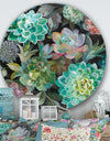 Floral Succulents - Farmhouse Metal Circle Wall Art