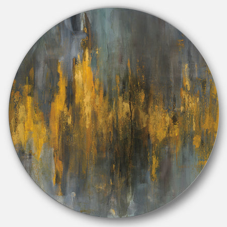 Black and Gold Glam Abstract - Glam Metal Circle Wall Art