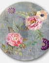 Peonies and Paisley - Farmhouse Metal Circle Wall Art