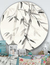 Simplist Bamboo Leaves V - Farmhouse Metal Circle Wall Art