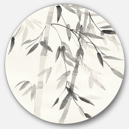 Simplist Bamboo Leaves V - Farmhouse Metal Circle Wall Art