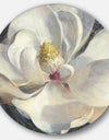 Vivid White Magnolia IV - Shabby Chic Metal Circle Wall Art