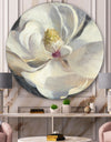 Vivid White Magnolia IV - Shabby Chic Metal Circle Wall Art