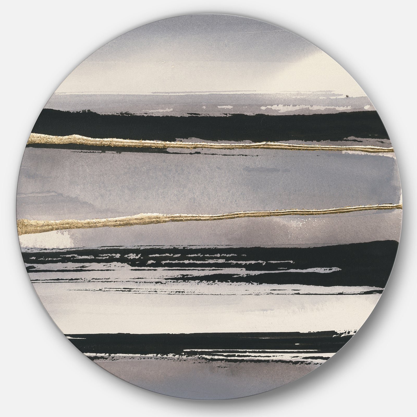 Glamorous Morning Fog III - Glam Metal Circle Wall Art