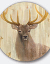 Goldern Deer III - Farmhouse Metal Circle Wall Art