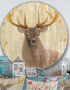 Goldern Deer III - Farmhouse Metal Circle Wall Art