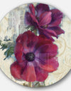 Red Anemone Flower - Farmhouse Metal Circle Wall Art