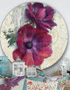 Red Anemone Flower - Farmhouse Metal Circle Wall Art