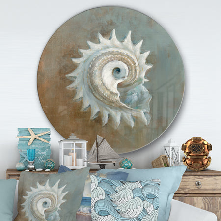 Seashell Treasures from the Sea III - Nautical & Coastal Metal Circle Wall Art