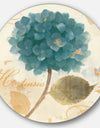 Blue Cottage Flower Hydrangea I - Farmhouse Metal Circle Wall Art