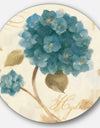 Blue Cottage Flower Hydrangea II - Farmhouse Metal Circle Wall Art