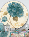 Blue Cottage Flower Hydrangea II - Farmhouse Metal Circle Wall Art