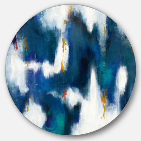 Blue Glam Texture II - Glam Metal Circle Wall Art