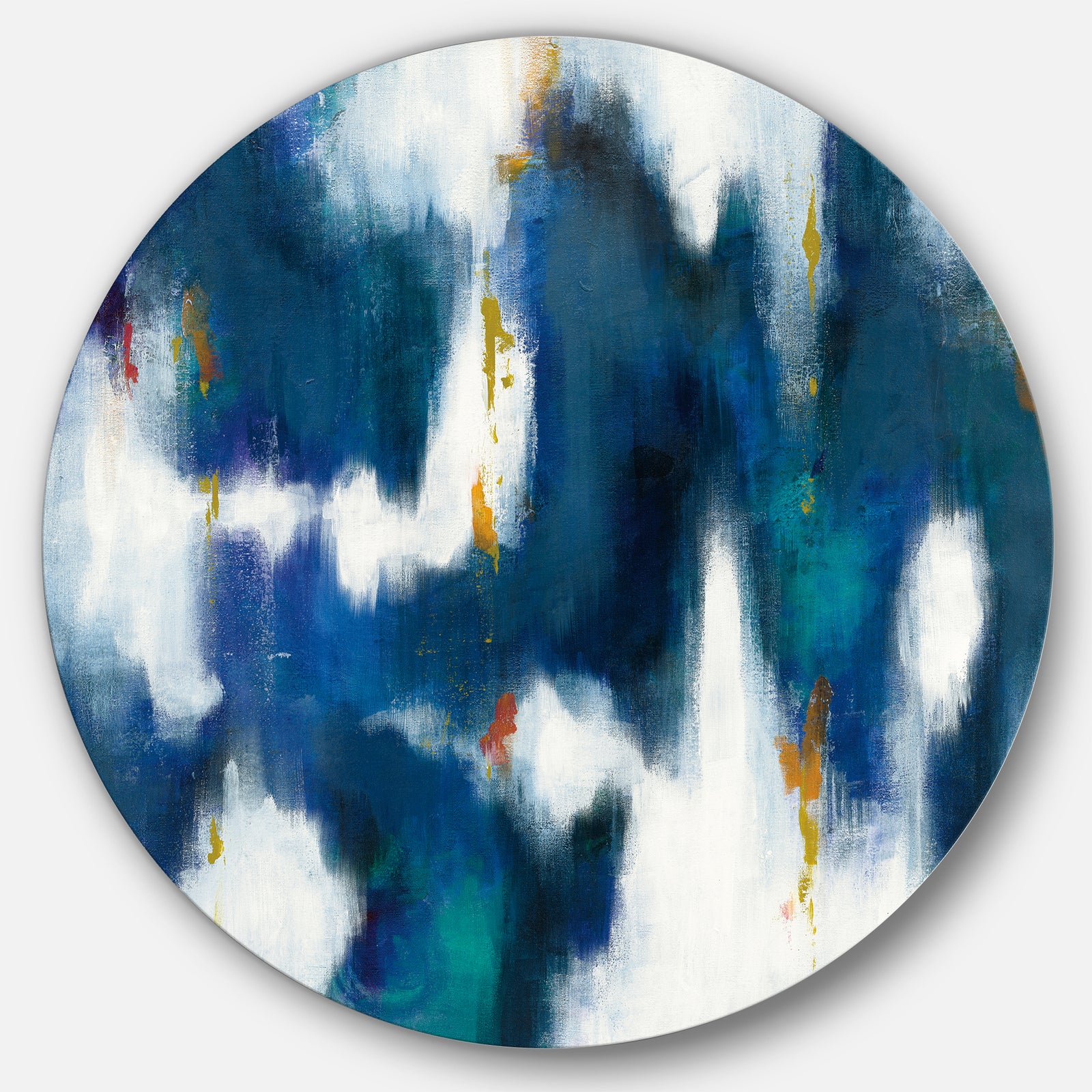 Blue Glam Texture II - Glam Metal Circle Wall Art