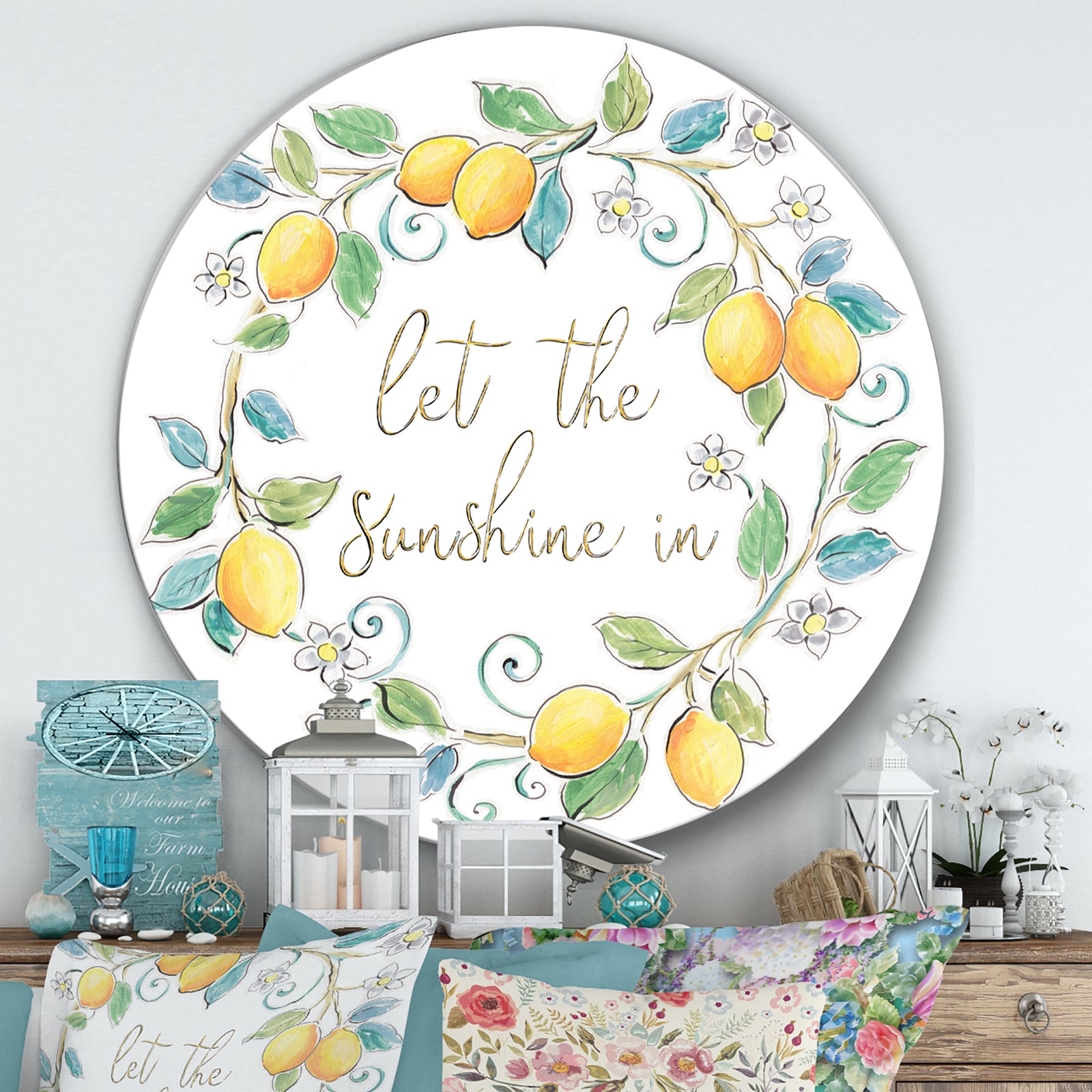 Mediterranean Breeze XII - Farmhouse Metal Circle Wall Art