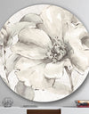 Indigold Grey Peonies IV - Geometric Metal Circle Wall Art