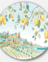 Mediterranean Village Field I - Farmhouse Metal Circle Wall Art