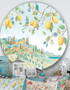 Mediterranean Village Field I - Farmhouse Metal Circle Wall Art