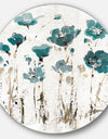 Fields of Turquoise Watercolor Flower I - Farmhouse Metal Circle Wall Art