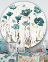 Fields of Turquoise Watercolor Flower I - Farmhouse Metal Circle Wall Art