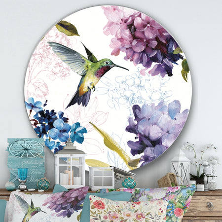 Spring Nectar Square II - Farmhouse Metal Circle Wall Art